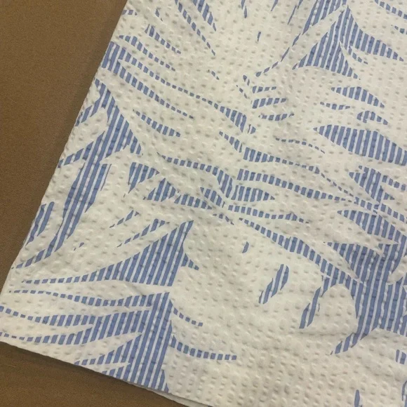 Talbots Tropical White and Blue Leaf Print Skirt 100% Cotton Seersucker Size 12 - Picture 2 of 9